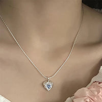 VAIGE Enchanting Heart Necklace with Sparkling Blue Zircon