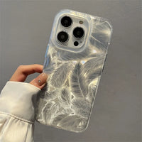 VAIGE Silicone Shockproof Phone Case with Laser Gradient Feather Pattern for iPhone Models