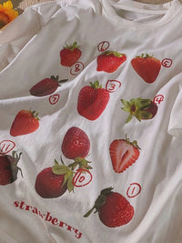 VAIGE 100% Cotton Strawberry Print Casual T-Shirt for Summer