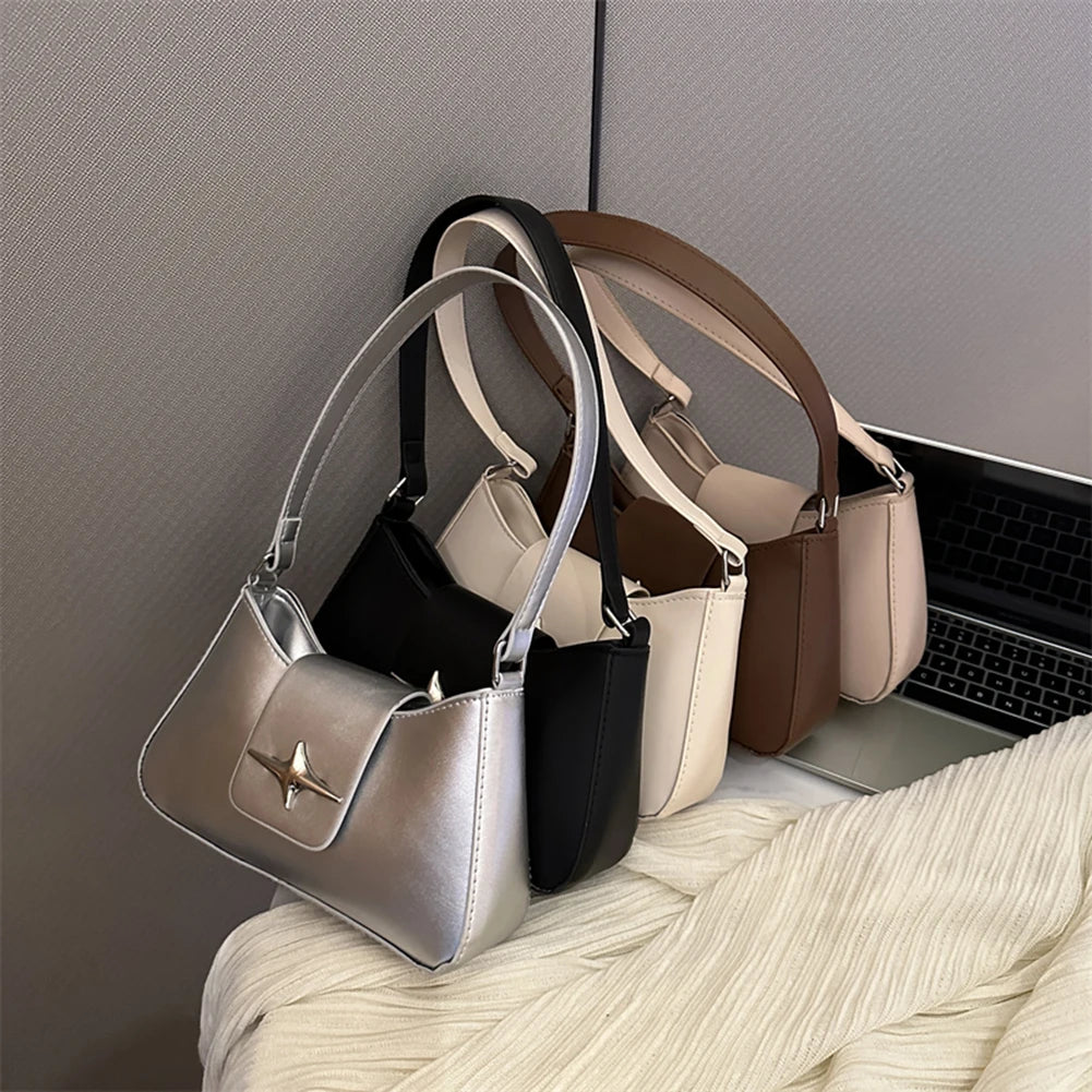 VAIGE Retro-Inspired Vegan Leather Shoulder Bags - Chic Small Purse in Classic Black and Cream