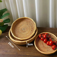 VAIGE Handwoven Eco-Friendly Rattan Wicker Storage Basket for Fruits, Snacks, and Picnics - Versatile Kitchen Supplies and Home Organizer