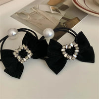 VAIGE Velvet Love Bow Elastic Hair Ties - Retro Hair Accessories with Diamond Detail