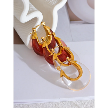 VAIGE Vibrant Multicolor Resin Chunky Gold-Plated Hoop Earrings