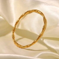 VAIGE New Waterproof 18k Gold Plated Stainless Steel Bamboo Bracelet - Trendy Fashion Bangle Jewelry