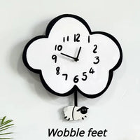 VAIGE Modern Minimalist Swaying Cloud Wall Clock - Wooden & Acrylic Design for Living Room and Children's Room Decoration