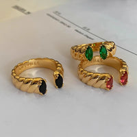 VAIGE Dazzling Twisted Ring with Red, Black, and Green Zircons