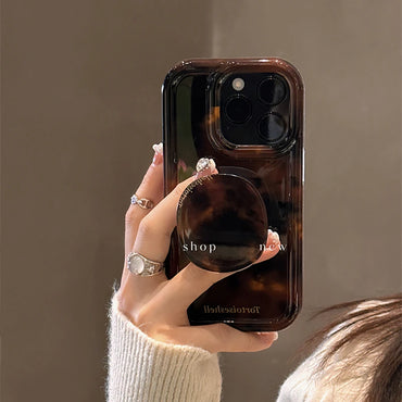 VAIGE Luxury Amber Tortoiseshell iPhone Holder Case - Soft Shockproof Silicone Cover for iPhone 11, 12, 13, 14, and 15 Series - Stylish Anti-Fingerprint and Non-Slip Design