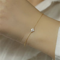 VAIGE 925 Sterling Silver Plated 14k Gold Zircon Flower Bracelet