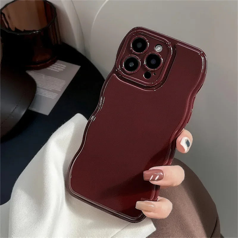 VAIGE  Air Cushion Wave Wine Red Shockproof TPU Phone Case for iPhone Series - Heavy Duty Protection, Anti-Fingerprint, Dustproof, Water-Resistant Design