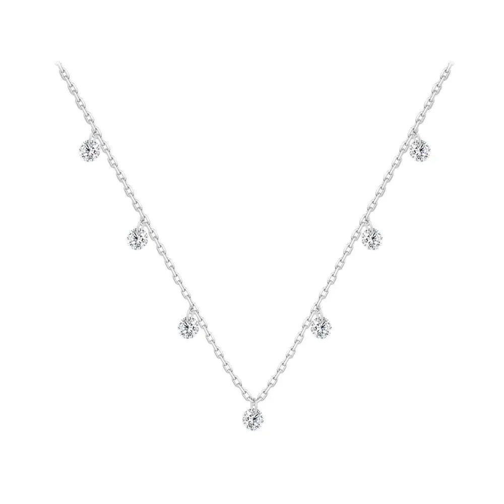 VAIGE 925 Sterling Silver Tassel Zirconia Delicate Necklace Versatile Collarbone Chain Jewelry