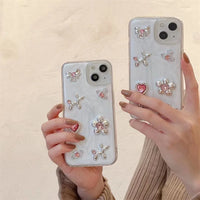 VAIGE Cute Floral Epoxy Phone Case with Gem Bow-knot Design for iPhone 11, 12, 13, 14, 15 - Shockproof and Dustproof Bumper Cover