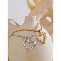 VAIGE   High Quality Polished Metal PVD Plated Stainless Steel Heart Love Hollow Classic Pendant Necklace Jewelry