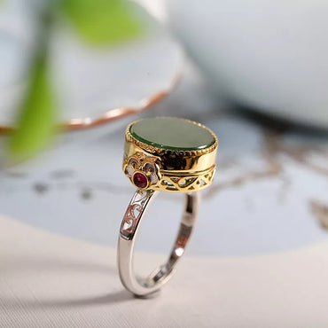 VAIGE Enchanting Jasper Gemstone Cocktail Ring in Earthy Tones