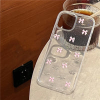 VAIGE Cute Pink Bow Tie Epoxy Clear Bumper Case for iPhone - Stylish Transparent Silicone Soft Cover with Anti-Scratch and Dustproof Features