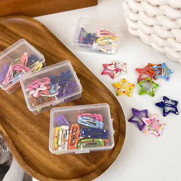 VAIGE 10pcs Colorful Bear Star Waterdrop Shape Hair Clips Set - Alloy Geometric Barrettes for Children