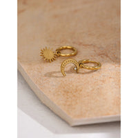 VAIGE Celestial Gold Plated Huggie Hoop Earrings with Star & Moon Design in Stainless Steel