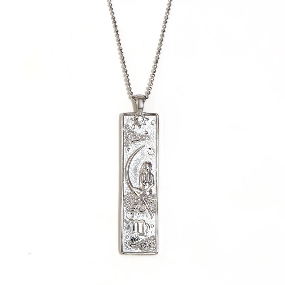 VAIGE Gold & Silver Zodiac Bar Necklace Stainless Steel Aries, Taurus, Gemini, Cancer, Leo, Virgo, Libra, Scorpio, Sagittarius, Capricorn, Aquarius, and Pisces