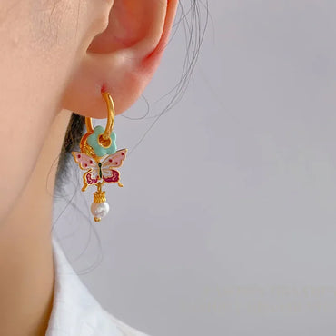 VAIGE Vibrant Metal Butterfly Drop Earrings