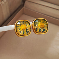 VAIGE Retro Floral Resin Stud Earrings