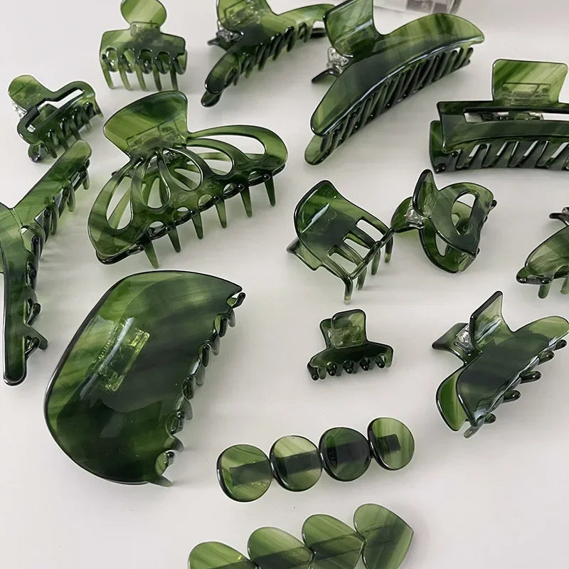 VAIGE Elegant Green Resin Hair Claw Clip Collection