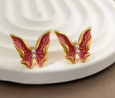 VAIGE Vibrant Crimson Butterfly Earrings