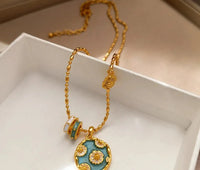 VAIGE Elegant Blue Floral Charm Pendant Necklace