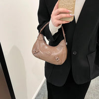 VAIGE PU Leather Shoulder Bag with Baguette Shape, Soft Zipper Closure, and Cell Phone Pocket, Versatile Handbag for Everyday Use