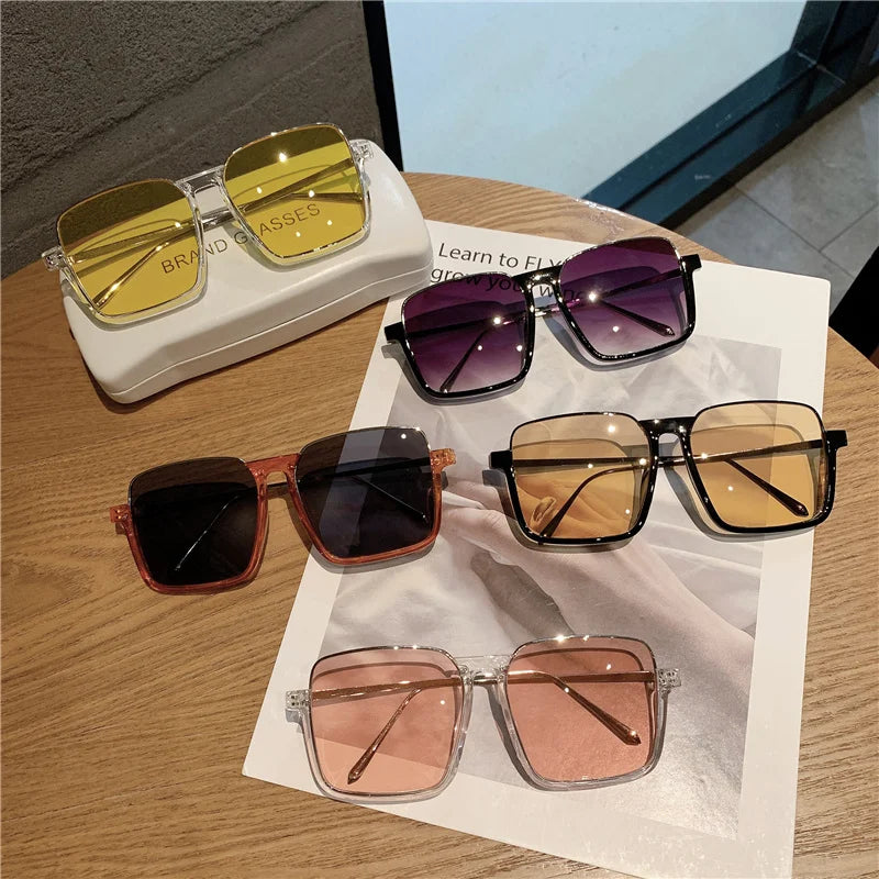 VAIGE Retro Pink Metal Square Frame Sunglasses with UV Protection