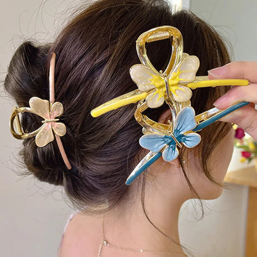 VAIGE 11.3cm Colorful Alloy Hair Clips - Cute Bows Hair Claw Accessories in Light Green, Blue, Pink, and Yellow