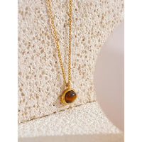 VAIGE Luxe Gold & Steel Tiger Stone Necklace