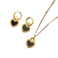 VAIGE Luxury Stainless Steel Double-Sided Heart Pendant Drop Earrings - Fashion Jewelry Set in Copper Alloy