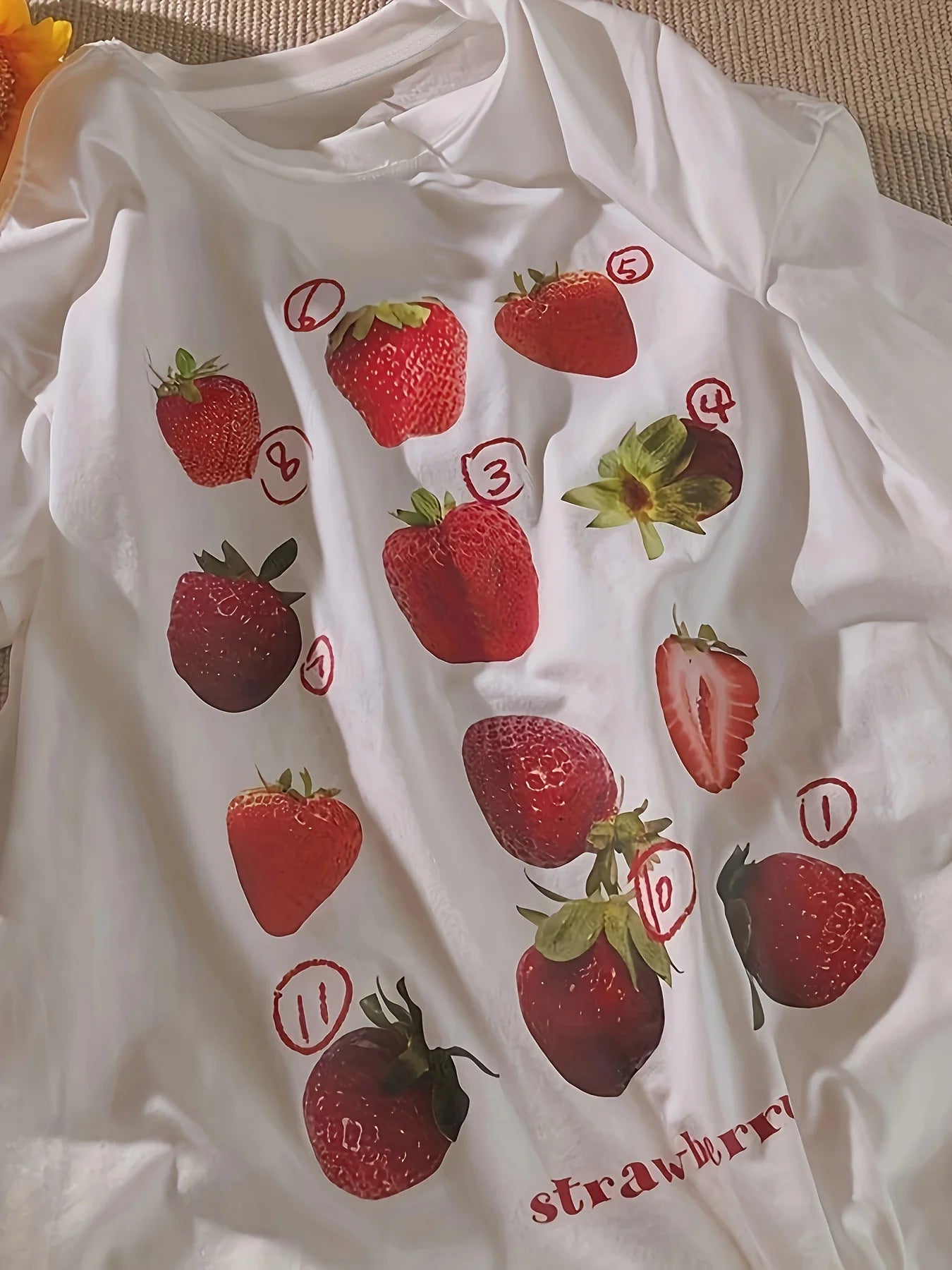 VAIGE 100% Cotton Strawberry Print Casual T-Shirt for Summer