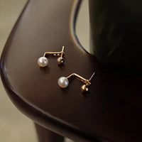 VAIGE 925 Sterling Silver Small Ball Pearl Stud Earrings - Light Luxury Wedding Jewelry