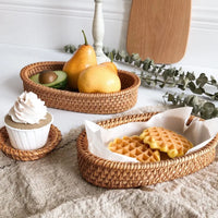 VAIGE Handwoven Eco-Friendly Rattan Wicker Storage Basket for Fruits, Snacks, and Picnics - Versatile Kitchen Supplies and Home Organizer