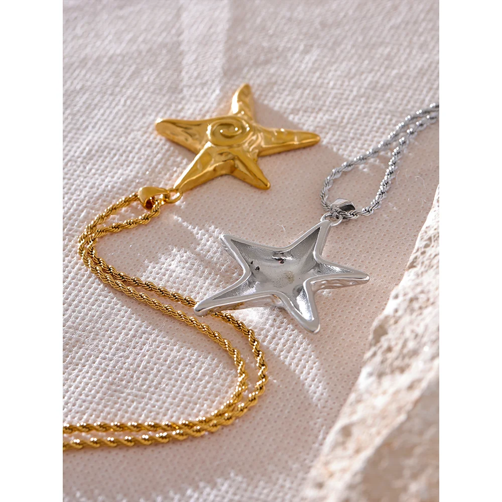 VAIGE 316L Stainless Steel Starfish Pendant Necklace - Rust Proof 18K Gold PVD Plated Statement Jewelry for Unique Style