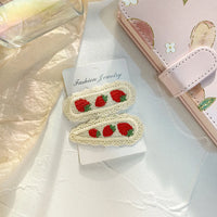 VAIGE Adorable Cherry & Strawberry Hairpin Duo in Vibrant Red and Pink