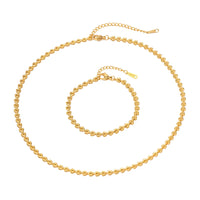 VAIGE High-Quality Stainless Steel Hollow Heart Braided Necklace & Bracelet Set - 18K Gold Plated Waterproof Jewelry