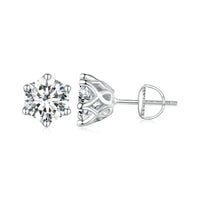 VAIGE Moissanite Stud Earrings, S925 Silver D Color Round Cut Lab Created Diamond Engagement Jewelry, 0.65CM/1.0CT