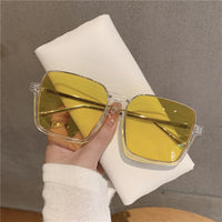 VAIGE Retro Pink Metal Square Frame Sunglasses with UV Protection