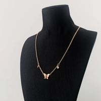 VAIGE Elegant 18K Gold Plated Butterfly Necklace in Silver with Zircon Accent