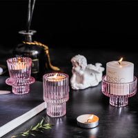 VAIGE Elegant Transparent Glass Candle Holder for Home Decoration - Romantic European Style Candlestick