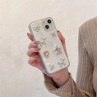 VAIGE Cute Floral Epoxy Phone Case with Gem Bow-knot Design for iPhone 11, 12, 13, 14, 15 - Shockproof and Dustproof Bumper Cover