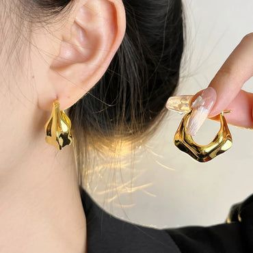 VAIGE Artistic Asymmetrical Hoop Earrings - Silver & Gold