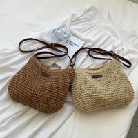 VAIGE Chic Woven Straw Crossbody Bag in Tan - Stylish Summer Shoulder Handbag