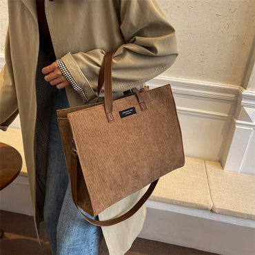 VAIGE Vintage Corduroy Shoulder Crossbody Bag with Cell Phone Pocket, Soft Square Tote for Versatile Use