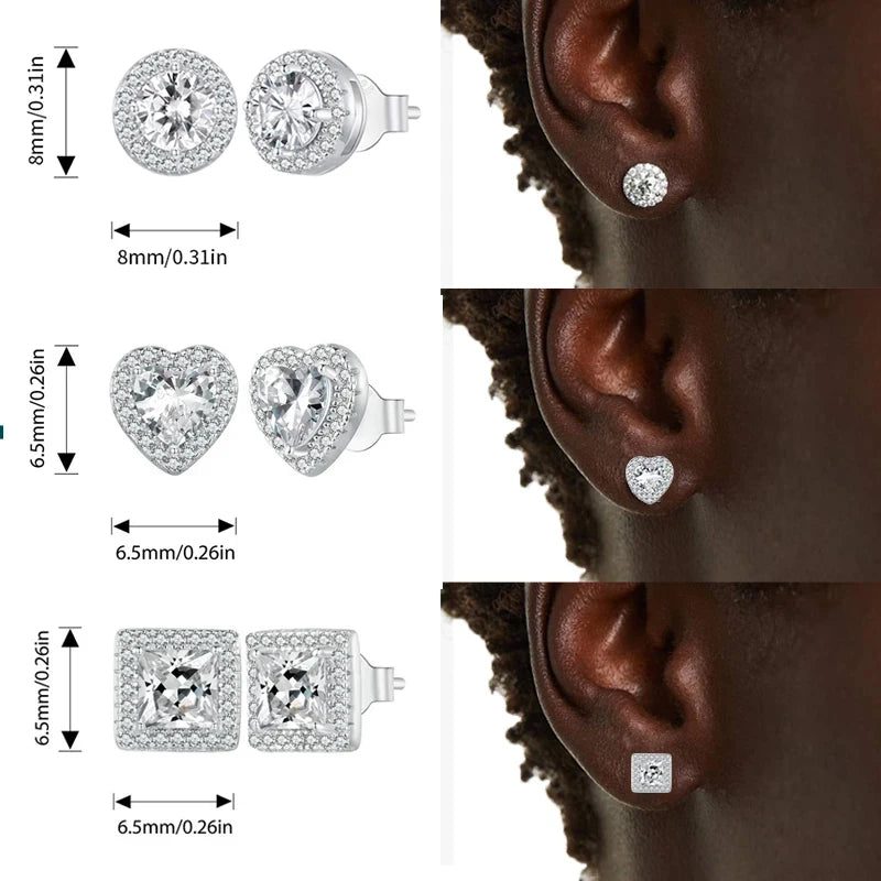 VAIGE Platinum Plated Halo CZ Stud Earrings in 925 Sterling Silver - Classic Elegant Design with Push Back Closure, Gift Box Included, BSE893