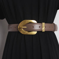 VAIGE Classic Vintage Leather Belt with Metal Pin Buckle - Brown and Black Options Available