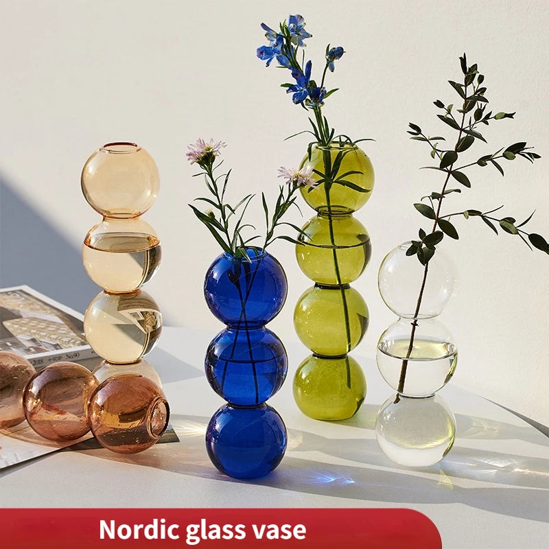 VAIGE Nordic Glass Terrarium Flower Vase - Classic Decorative Home Accessory for Living Room and Desktop, Medium Size