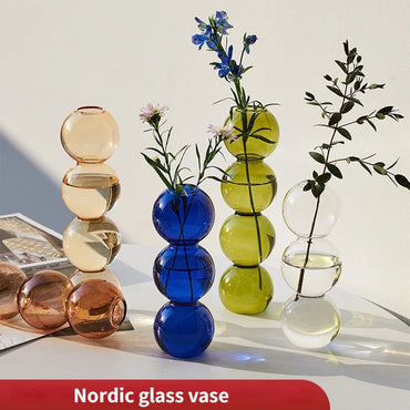 VAIGE Nordic Glass Terrarium Flower Vase - Classic Decorative Home Accessory for Living Room and Desktop, Medium Size