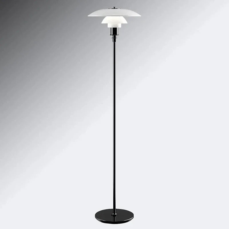 VAIGE Nordic Glass and Iron Floor Lamp - Retro Bauhaus Design for Living Room and Bedroom, Touch On/Off Switch, LED Compatible